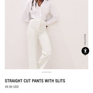Zara STRAIGHT CUT PANTS WITH SLITS NWT Large
